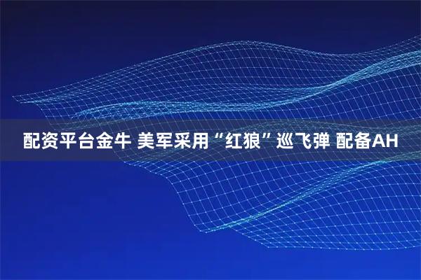 配资平台金牛 美军采用“红狼”巡飞弹 配备AH
